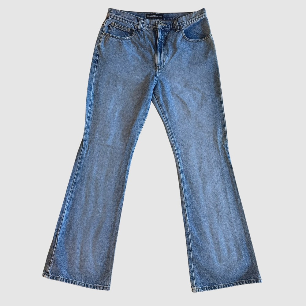 VTG Express Jeans X Flare High Rise Medium Wash Y2K Retro 12 11/12 Boho 90s